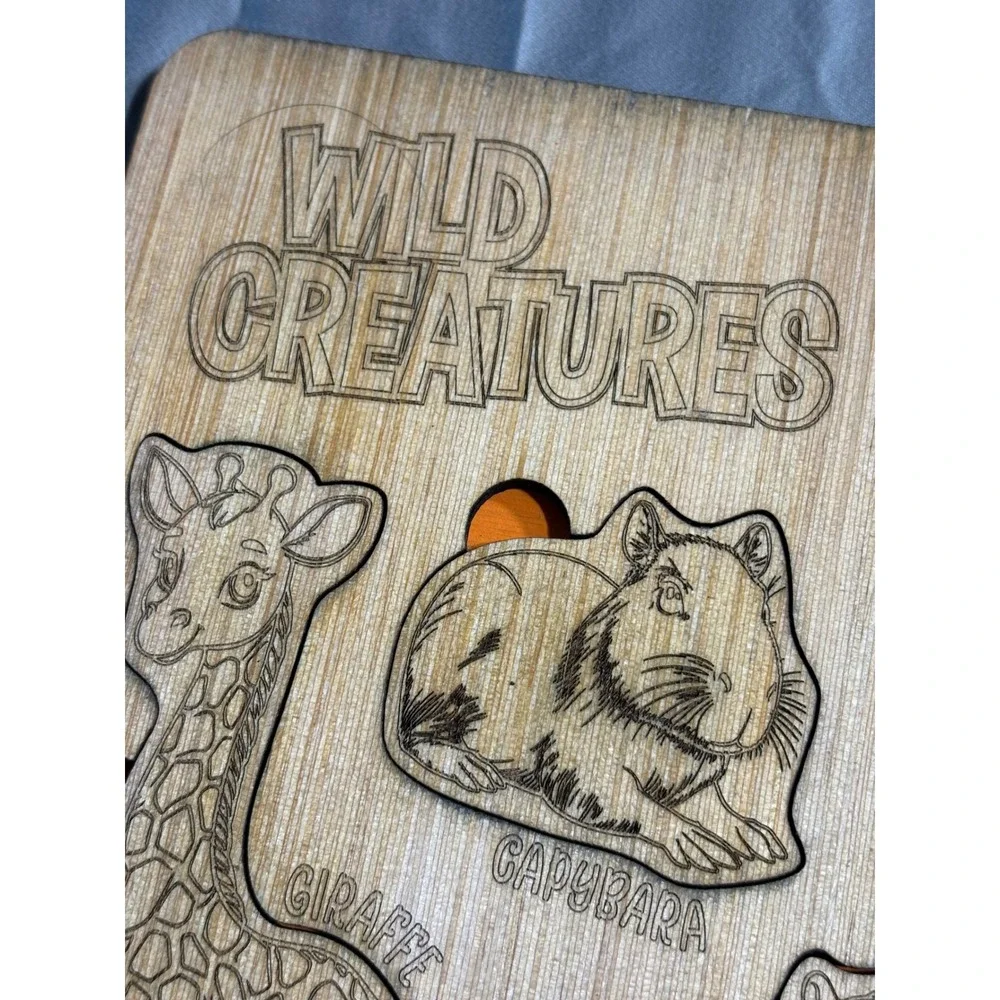 Wild‎ Creatures Wooden Animal Chunky Puzzle Safari Montessori Toddler Toy Wood